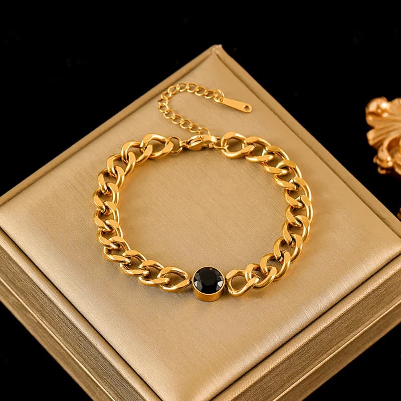 Pulseira de Corrente Grossa, Dourada e Prateada