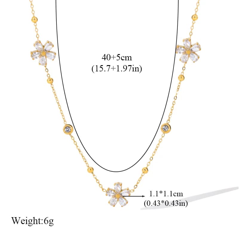 Conjunto de Joias Floral com Zircônia Branca