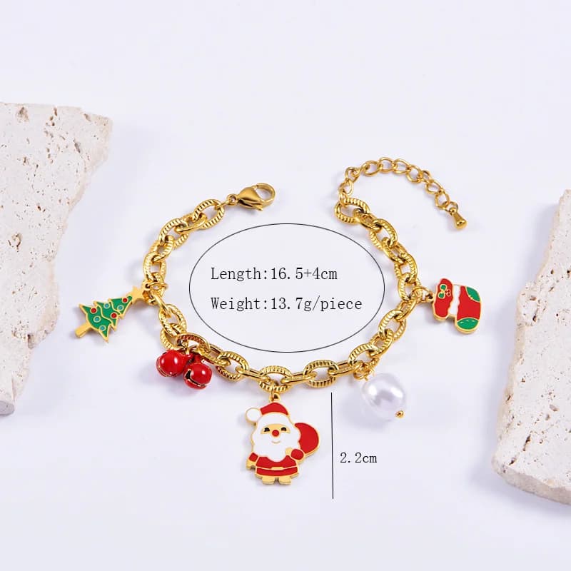 Pulseira Charm Boneco de Neve em Aço Inoxidável