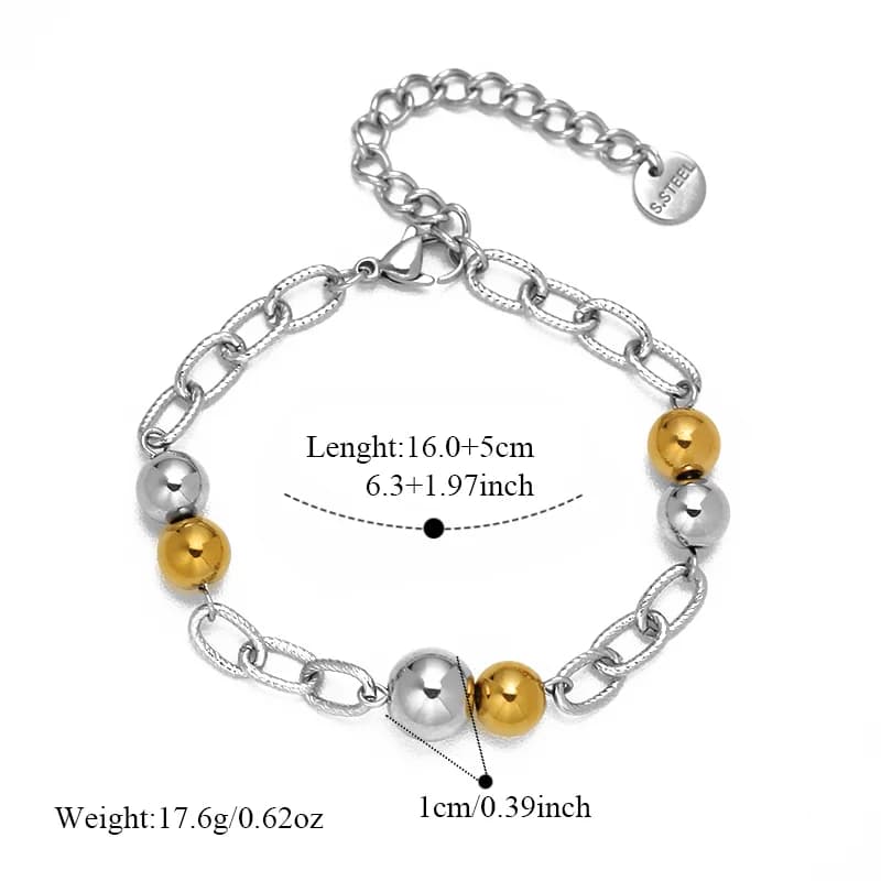 Pulseira de Corrente de Elos com Contas