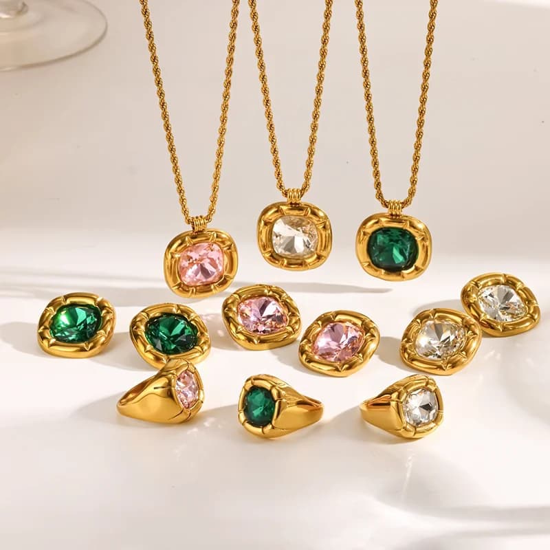 Conjunto de Choker e Brincos com Zircônia Cúbica