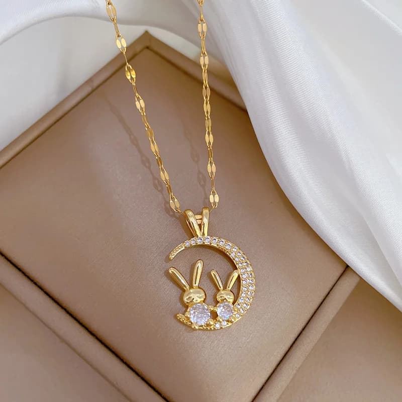 316L Stainless Steel Cubic Zircon Dragonfly Pendant Necklace