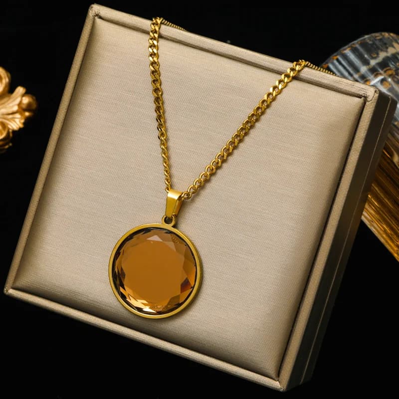 Choker com Pingente Redondo de Cristal