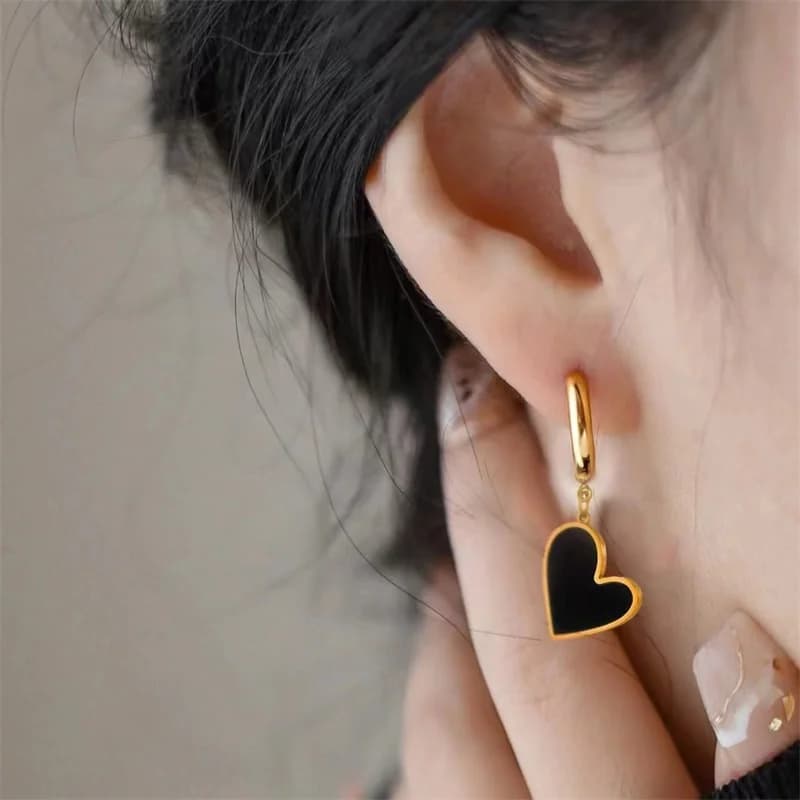 Sun, Moon, and Heart Dangle Earrings, Stainless Steel