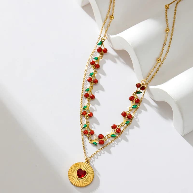 Sun Heart Flower Pendant Necklace, Gold Plated