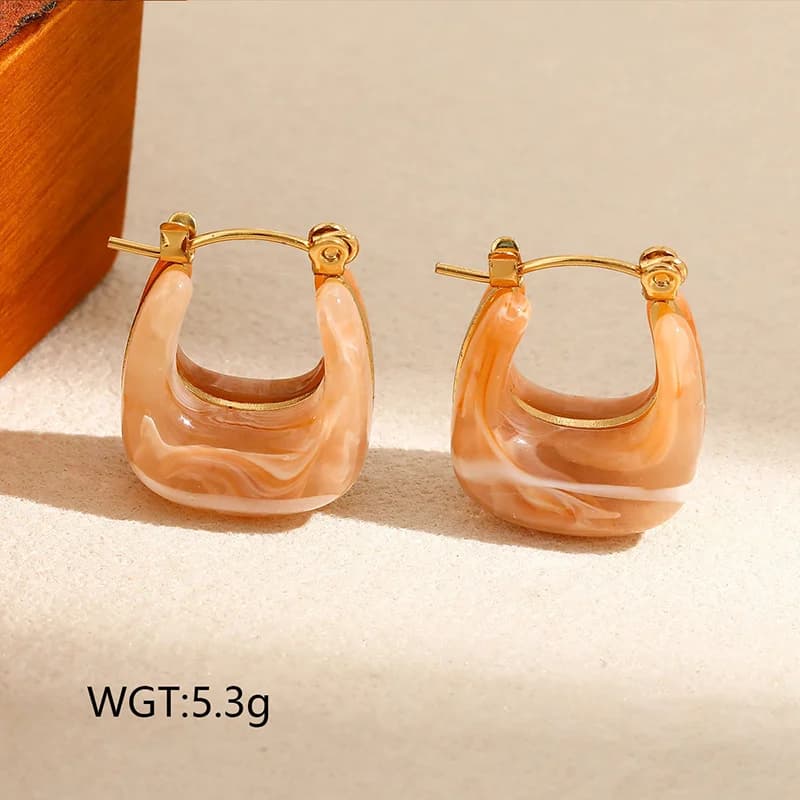 Vintage Resin U-Shaped Hoop Earrings