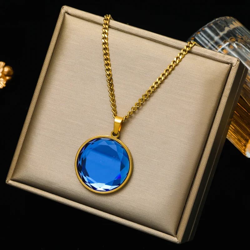 Choker com Pingente Redondo de Cristal
