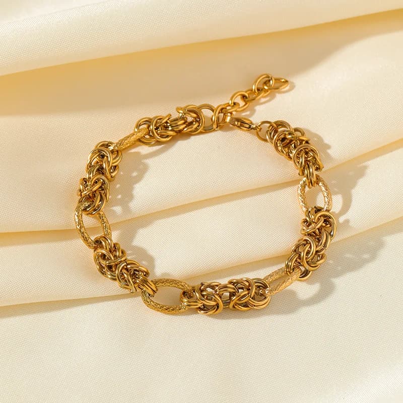Pulseira Hip-Hop Grossa em Aço Inoxidável Dourado
