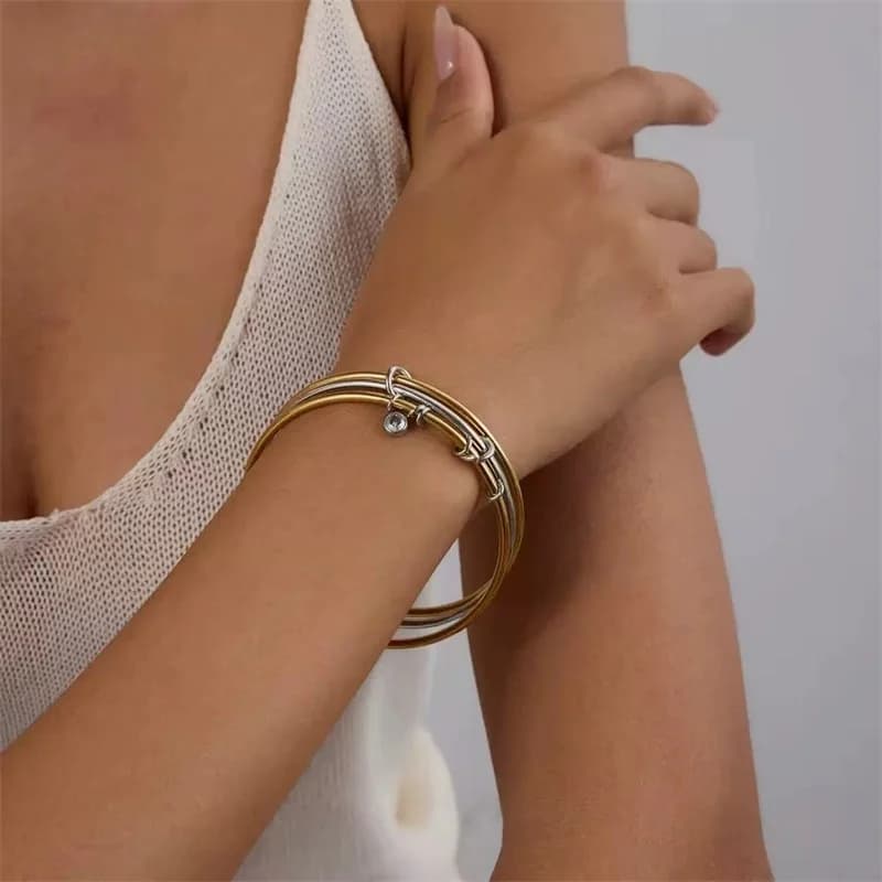 Pulseira de Camadas com Zircônia em Aço Inoxidável 316L