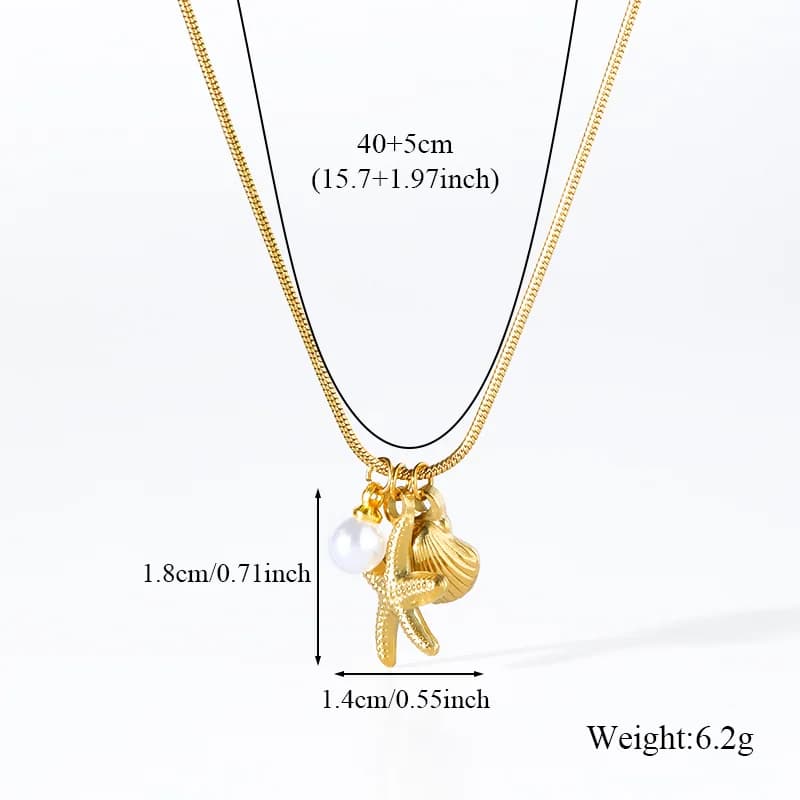 Starfish Pearl Shell Necklace and Earrings Set