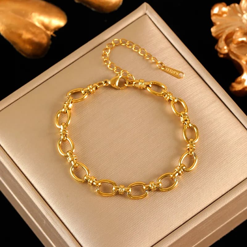 Conjunto de Colar e Pulseira de Corrente Metálica Artesanal