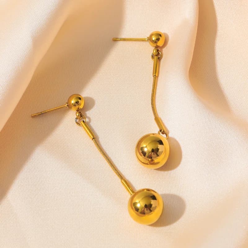 Conjunto Colar Pingente de Contas e Brincos, Dourado