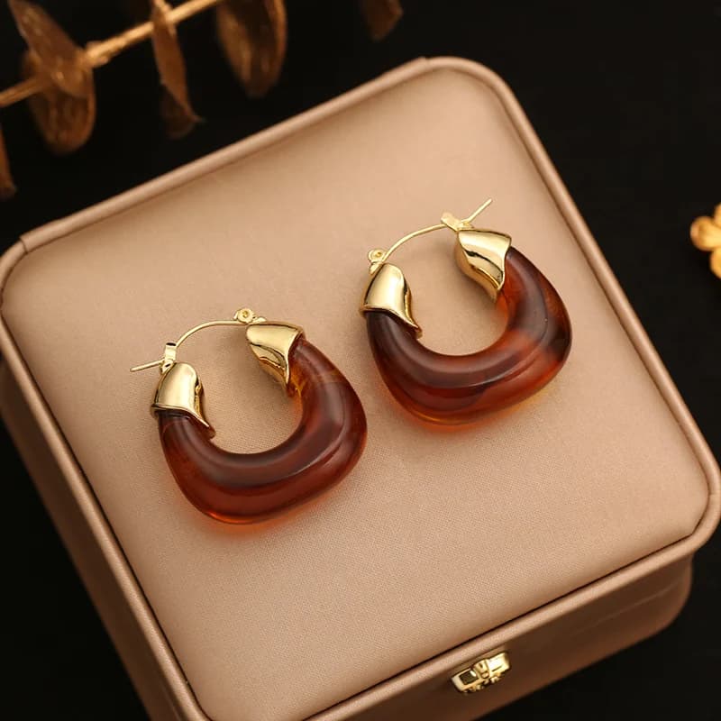 Exaggerated Resin Sun Stud Earrings in Stainless Steel