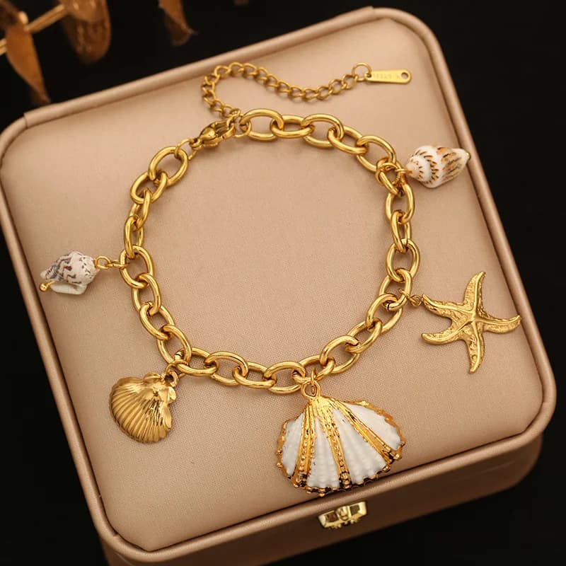 316L Stainless Steel Shell Starfish Beach Bracelet