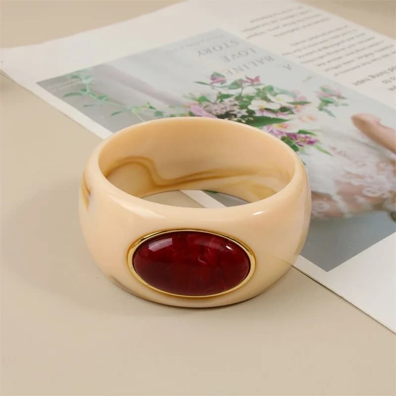 Pulseira Rígida Quadrada de Resina Acrílica Geométrica para Mulheres
