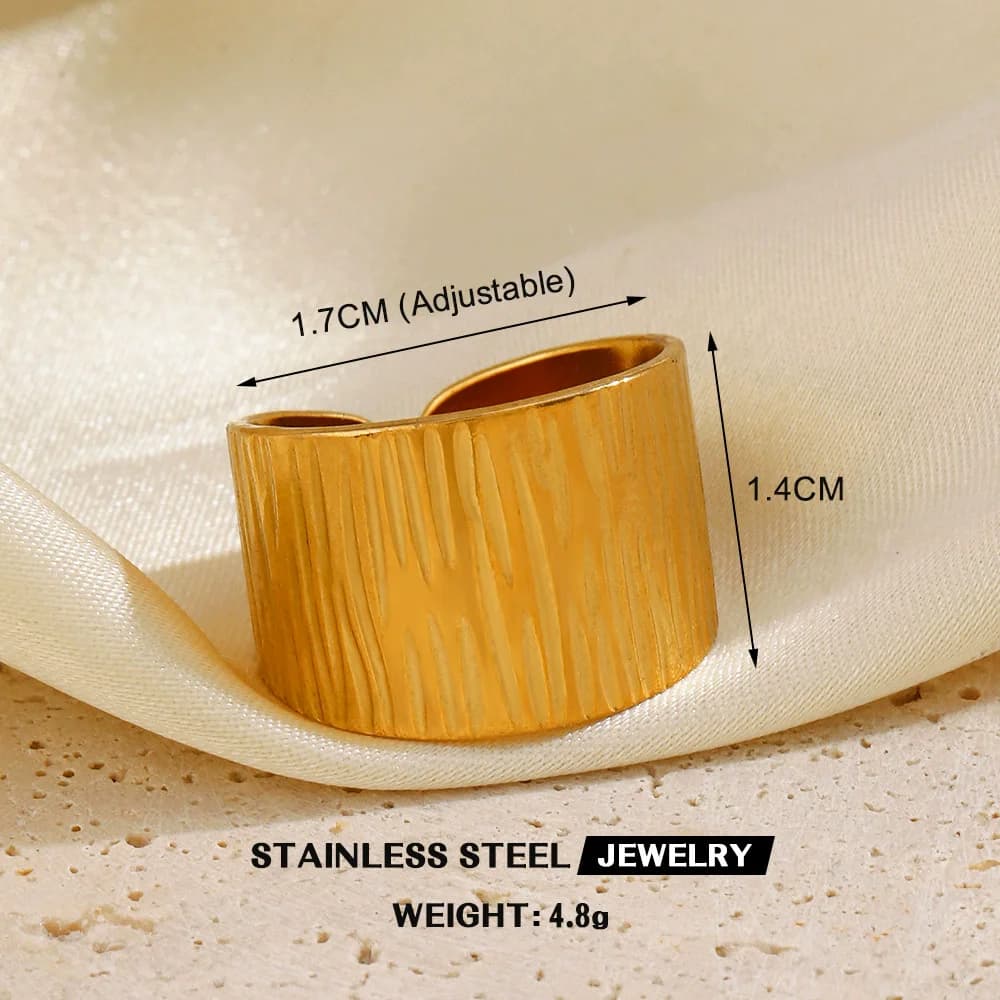 Stainless Steel Hollow Flower Adjustable Ring