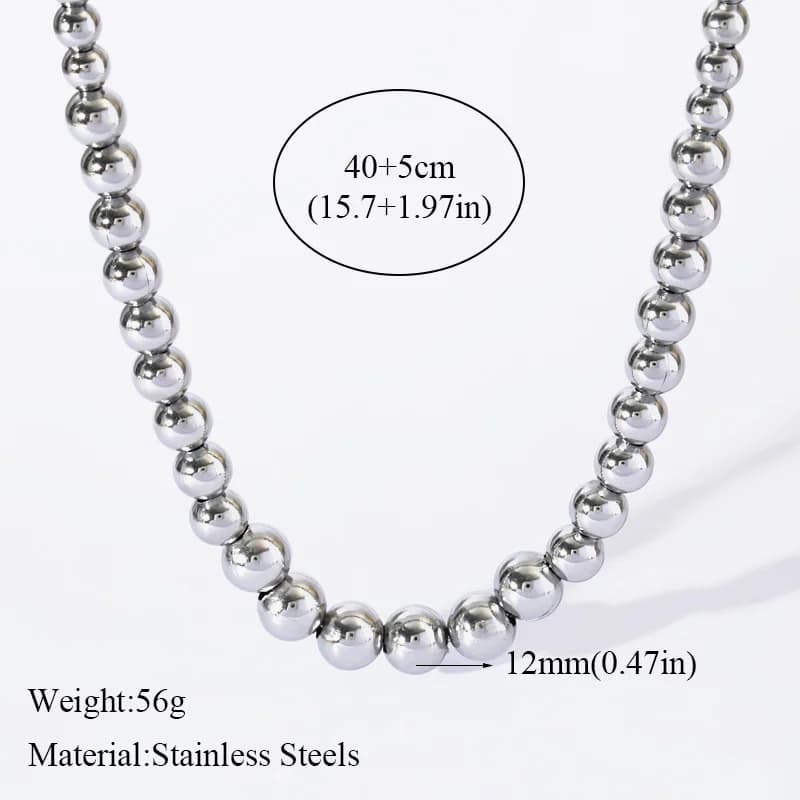 Conjunto de Colar e Pulseira com Contas Sólidas Douradas e Prateadas