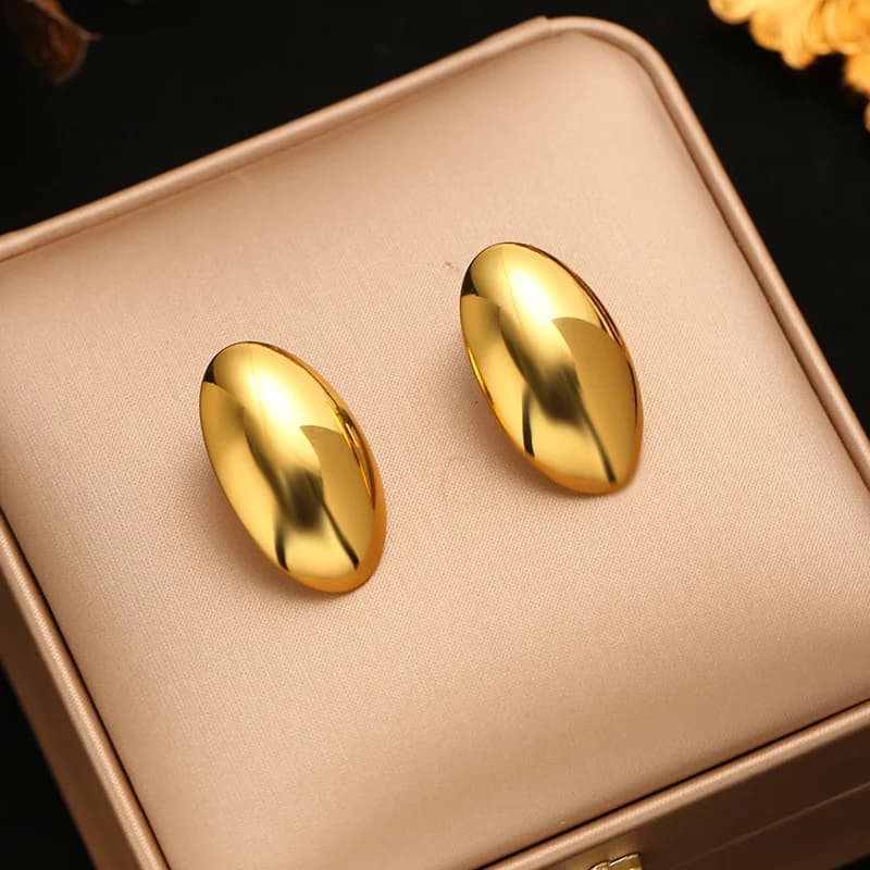 Stainless Steel Gold Bow Stud Earrings
