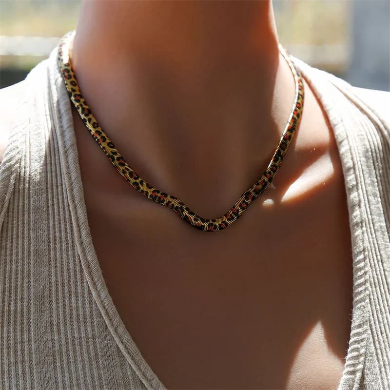Snake Pattern Chain Necklace and Bracelet Set