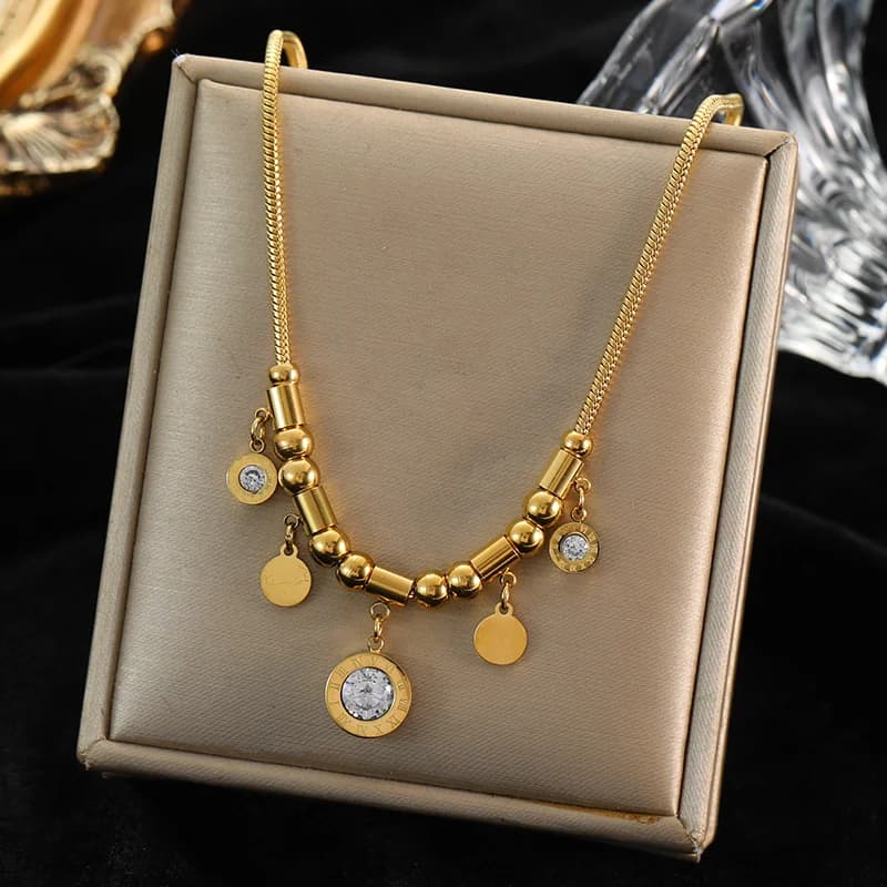 Heart Pendant Statement Collar Necklace, Gold