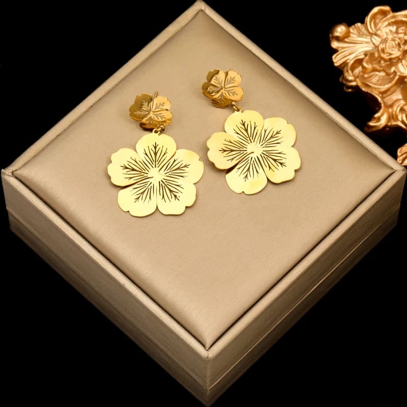 Gold Color Stainless Steel Irregular Dangle Earrings