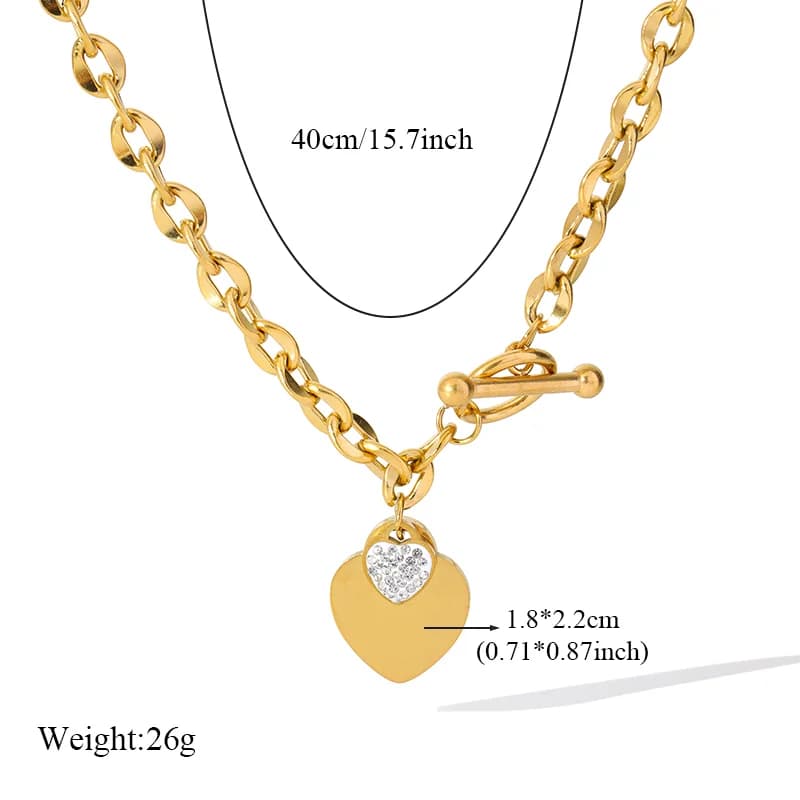 316L Stainless Steel Double Heart Necklace and Bracelet Set