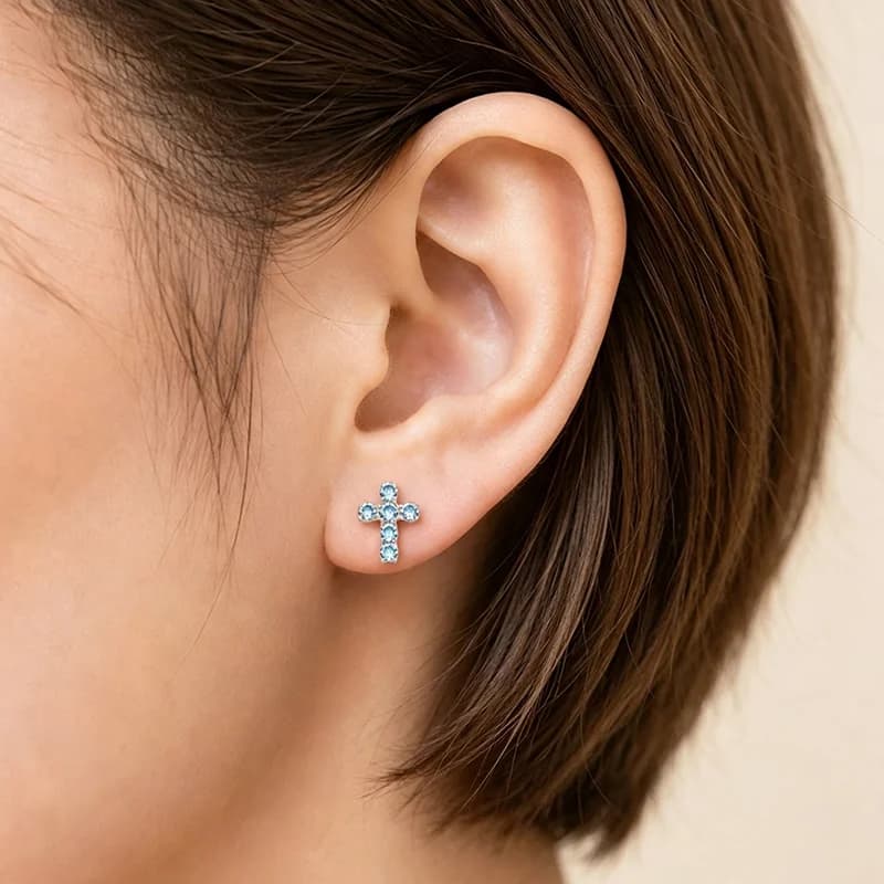 Piercing Corporal em Titânio Cruz Espiral com Zircônia