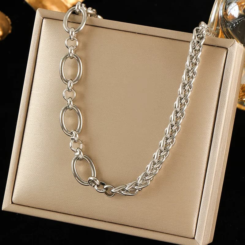 Colar de Corrente Grossa 8mm, Banhado a Ouro 18K