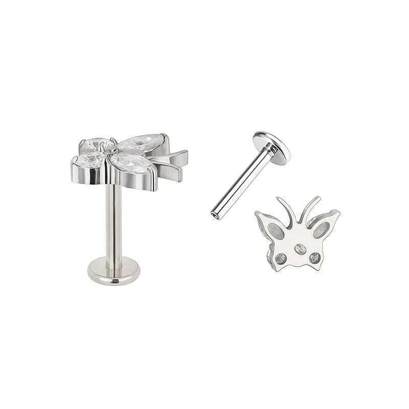Titanium Spiral Butterfly Zircon Body Piercing