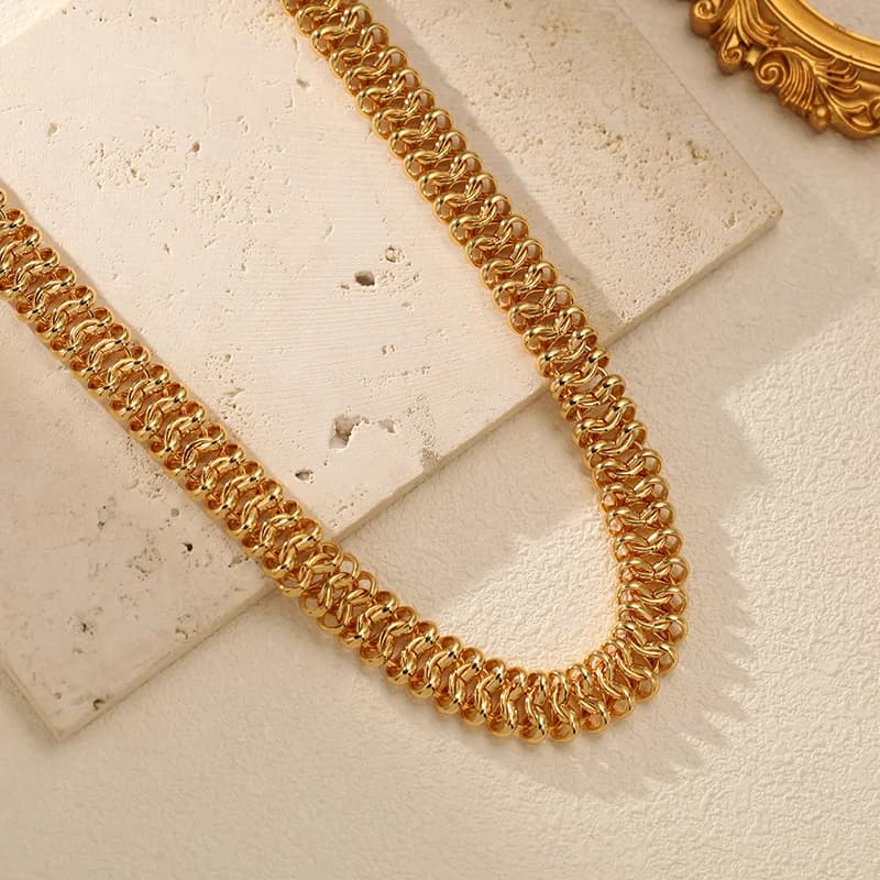 Textured 18K PVD Plated Statement Collar Necklace