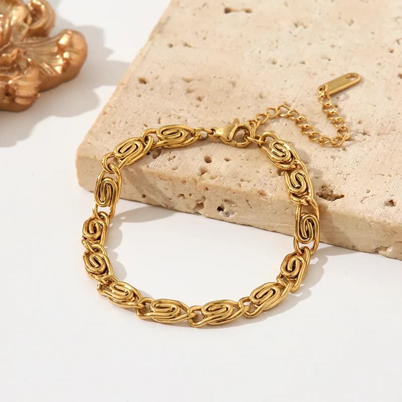 Pulseira Geométrica de Aço Inoxidável Dourada