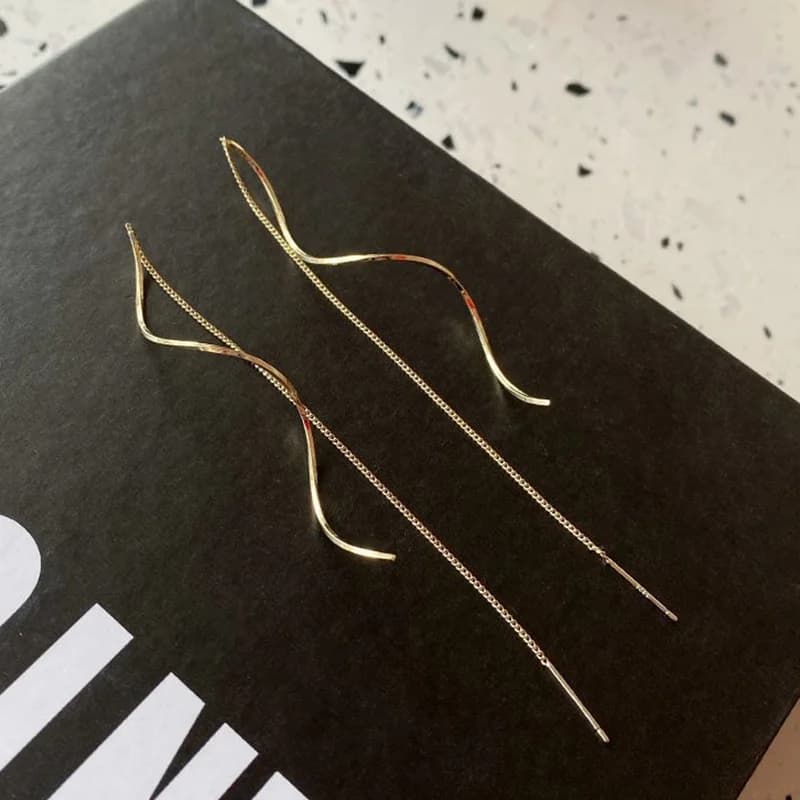 Brincos Pendentes Irregulares com Franjas em Aço Inoxidável