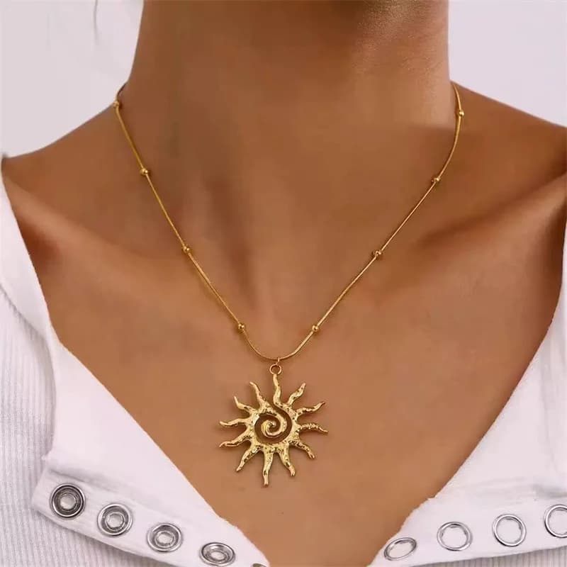 Vintage Sun Necklace and Earrings Set