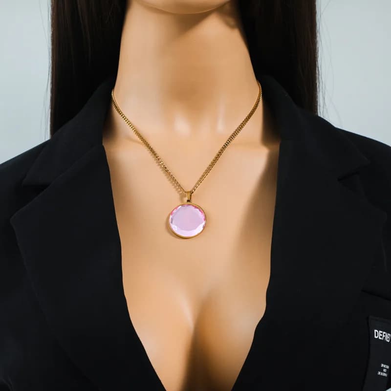Choker com Pingente Redondo de Cristal