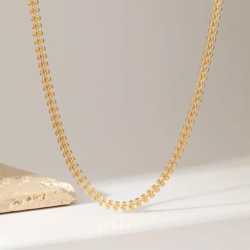 Wheat Chain Necklace, 18K Gold Plated Texture
