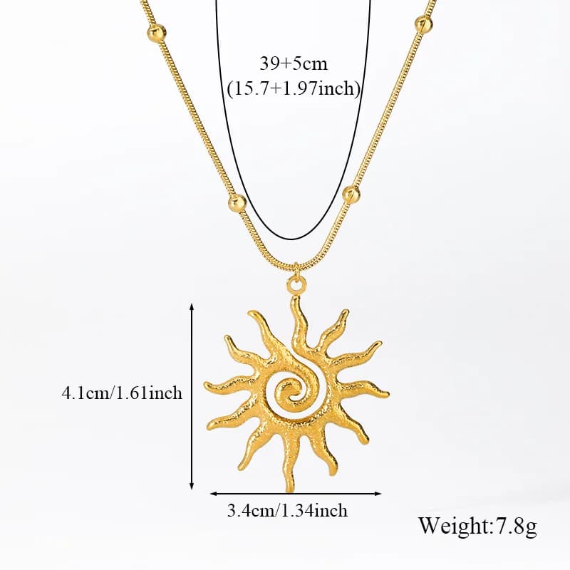 Vintage Sun Necklace and Earrings Set