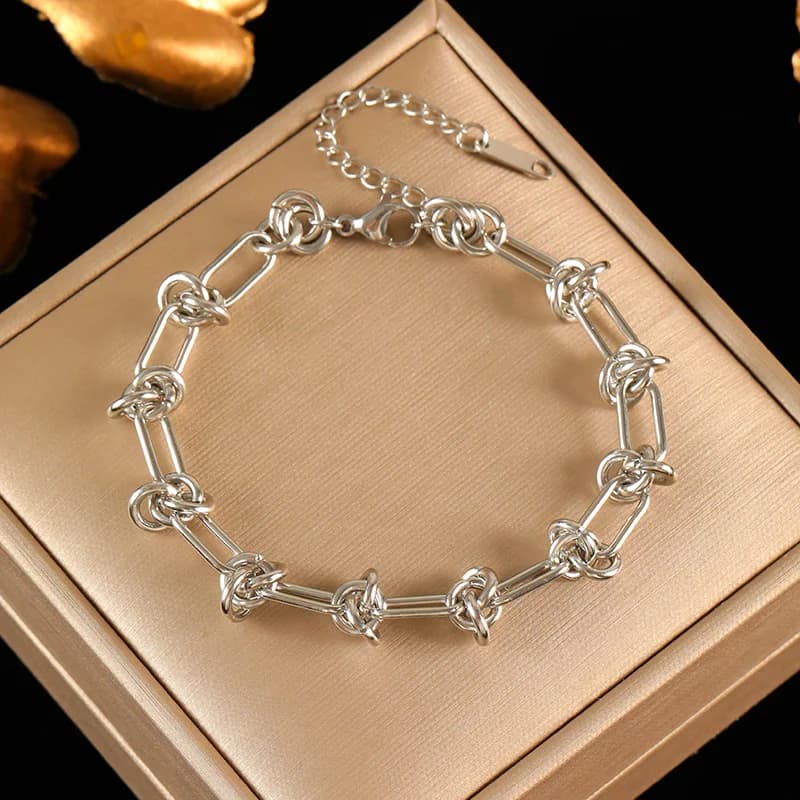 Statement Metal Chain Necklace and Bracelet Set