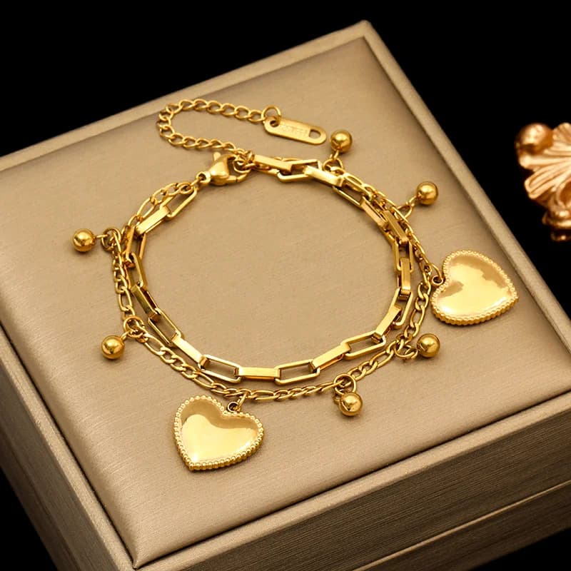 Golden Sun Moon Starfish Charm Bracelet