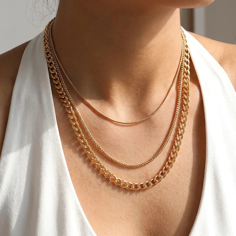 Minimalist Stainless Steel Layered Stacking Necklace