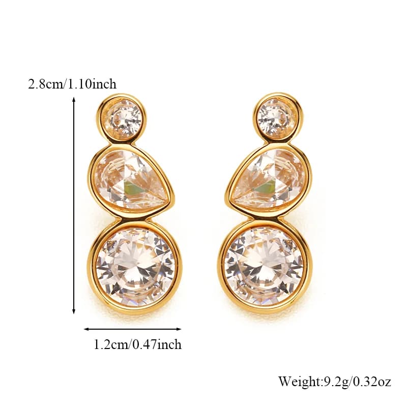 Stainless Steel Zircon Crystal Dangle Earrings