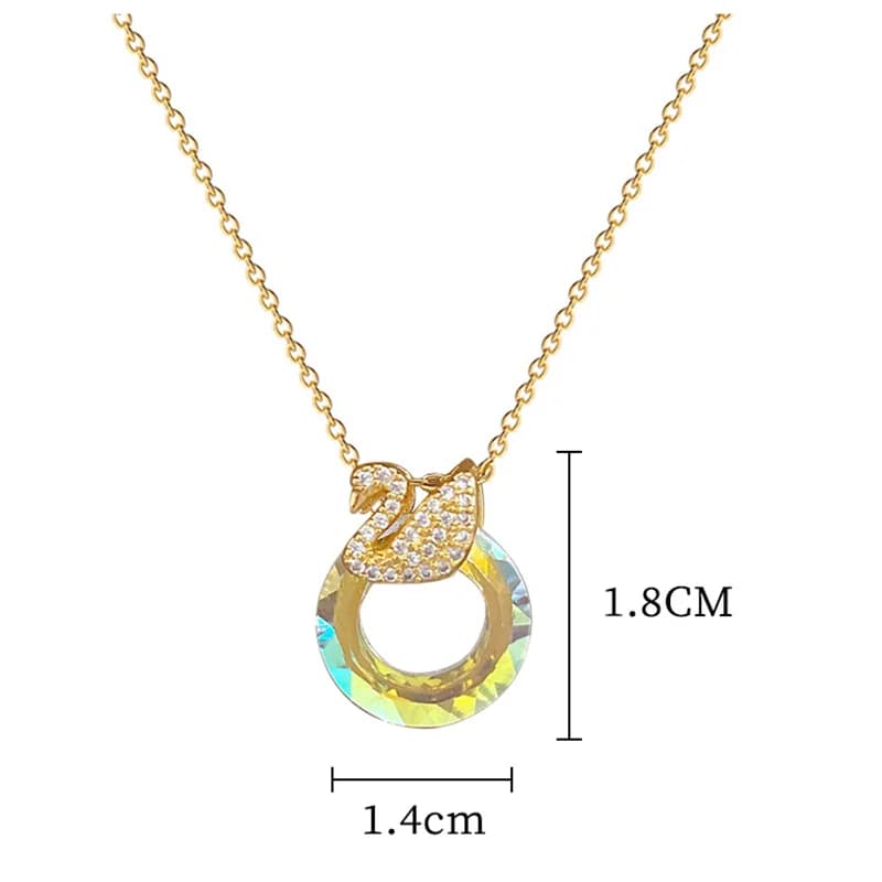 Colar com Pingente de Cisne Zircônia Cúbica, Tom Dourado