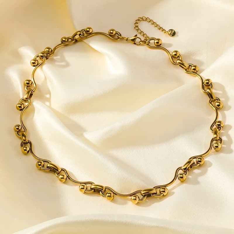 Colar de Corrente Grossa em Aço Inoxidável, Dourado