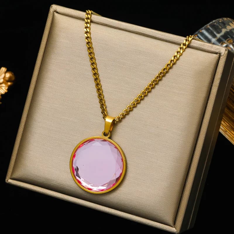 Choker com Pingente Redondo de Cristal