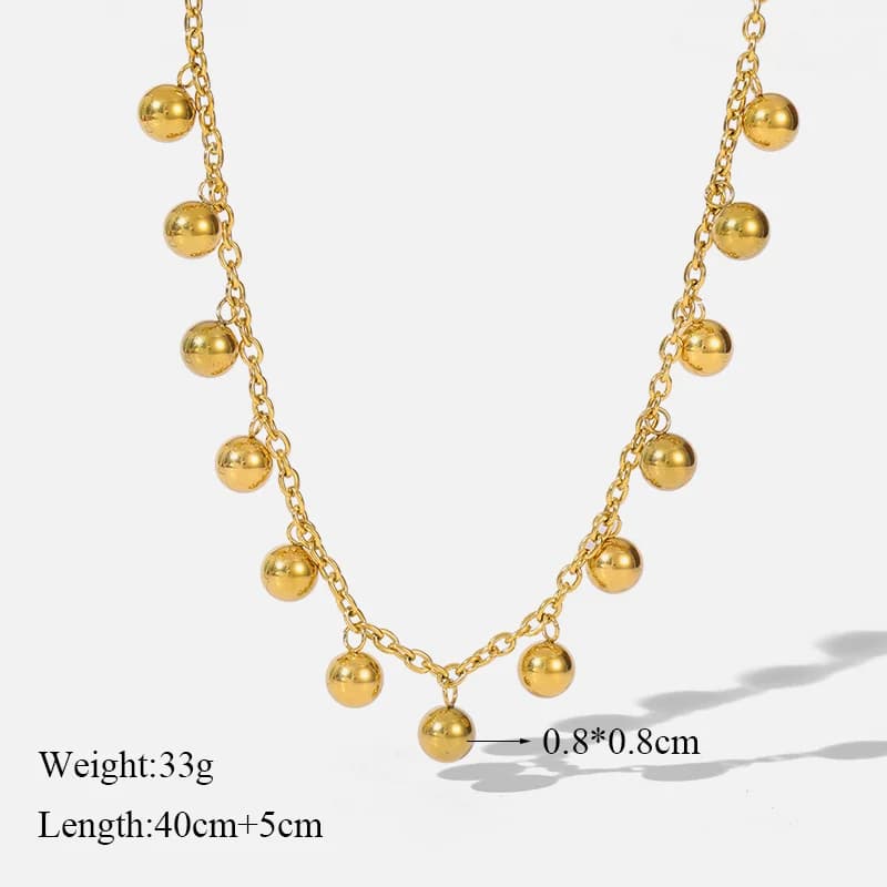 Colar Choker Dourado com Pingente Esfera de Contas