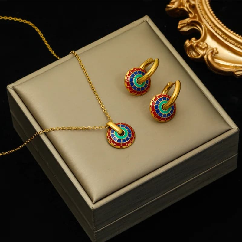 Vintage Flower Necklace and Earring Set