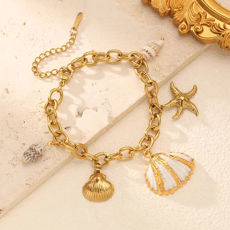 316L Stainless Steel Shell Starfish Beach Bracelet