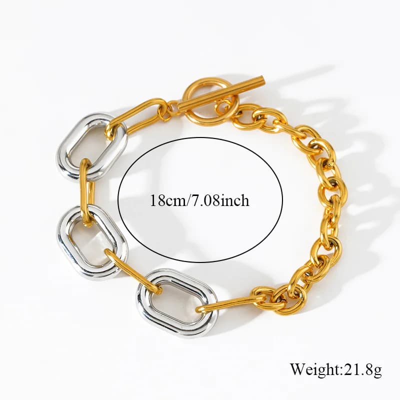 Gold and Silver Color Link Chain Bracelet Bangles