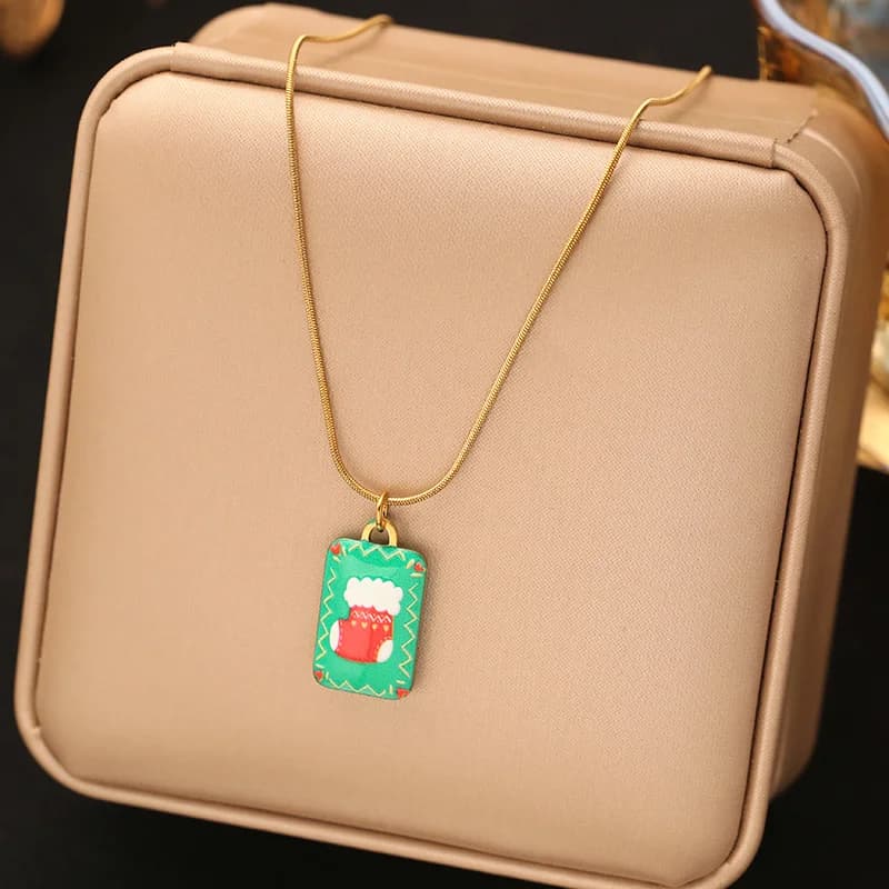 Snowman Enamel Pendant Necklace