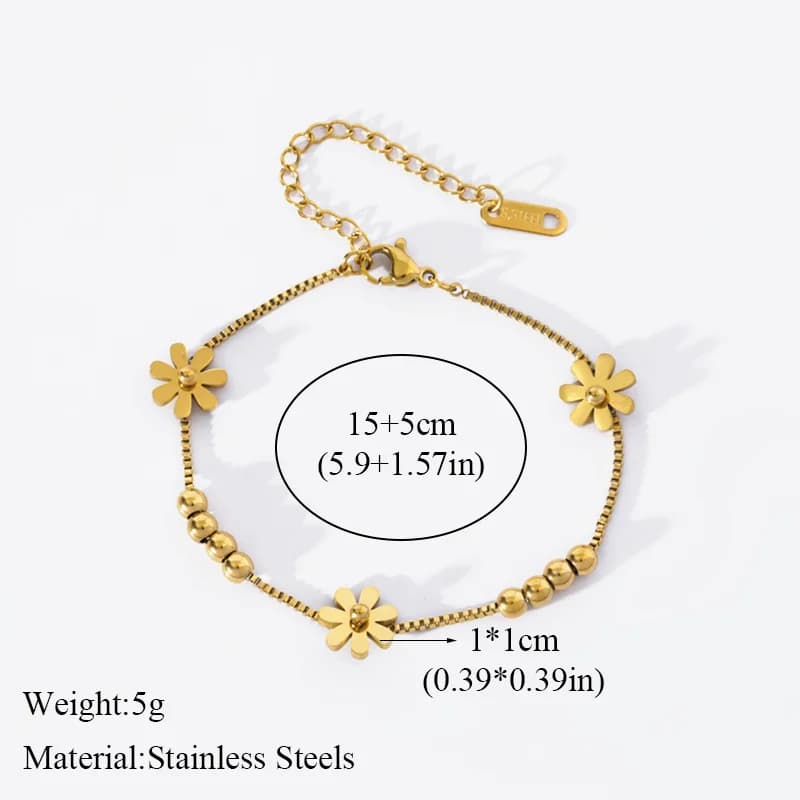 Pulseira de Flor Dourada para Mulheres e Meninas