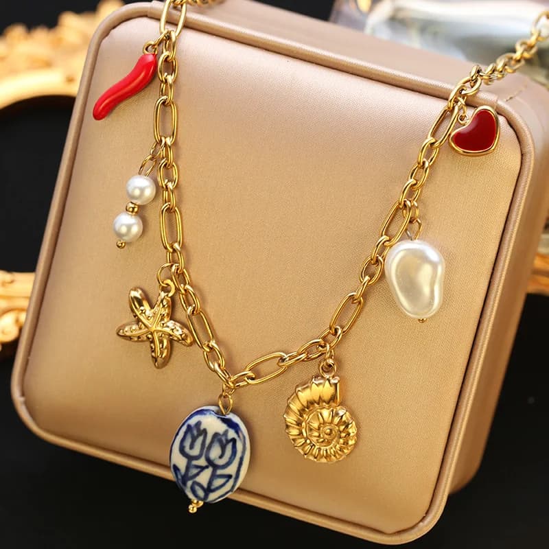 Sun Heart Flower Pendant Necklace, Gold Plated